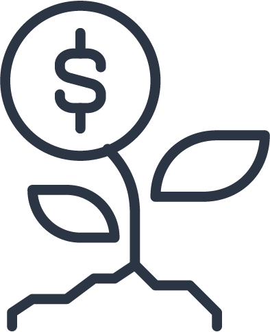 flower with money icon for growth